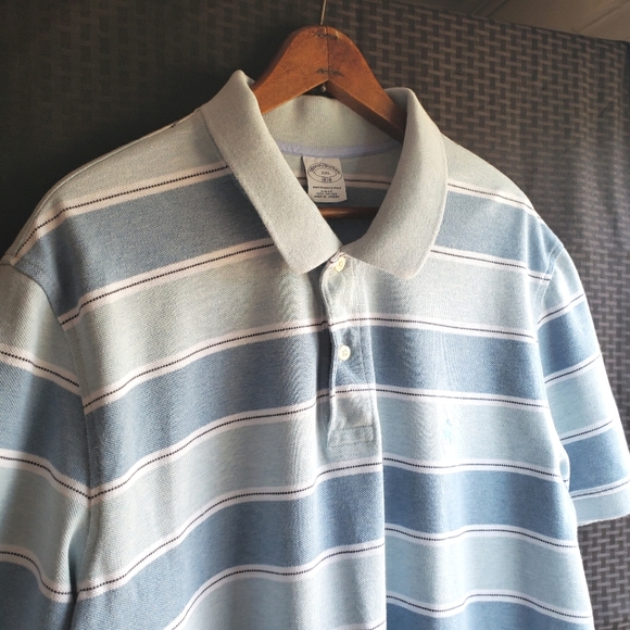 Brooks Brothers Slim Fit Striped Performance Polo Shirt Mens XXL Short Sleeve - Picture 8 of 9